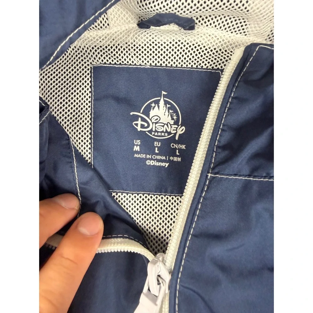 Disney Parks Walt Disney World Windbreaker Jacket Navy Blue Hooded Mens Medium
